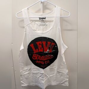 Levi's White Tank with Red and Black Graphic Size Medium NWOT